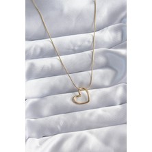 Eco Lounge Kalp Model Kadın Kolye 316L Çelik Gold Renk Kararmaz Paslanmaz Zincir 45 cm BX-316762