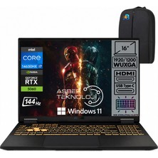Asus Tuf Gaming F16 FX608JMI Core I7 14650HX 32GB Ram 2tb SSD RTX5060 16" Wuxga 144Hz IPS W11 Pro Taşınabilir Bilgisayar ve Asbertech Çanta