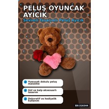 Eco Lounge Peluş Oyuncak Ayıcık 25 cm Güllü Kalpli Tasarım - Sevimli Hediyelik Model BX-316344
