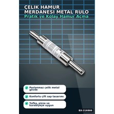 Eco Lounge Çelik Hamur Merdanesi Metal Rulo 45 cm - 25 cm Gövde ve Çift Saplı Mutfak Gereci BX-316866