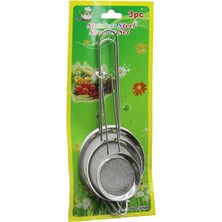 Eco Lounge 3pcs Set  Mini= 5-7-8cm Tel Süzgeç Metal Çerçece Metal Sap=8.5-10.5-10.5cm BX40