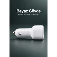 Eco Lounge Çift Portlu Beyaz Oto Şarj Adaptörü