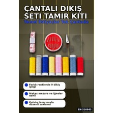 Eco Lounge Çantalı Dikiş Seti Iplik Mezura Tekstil Makası Iğne ve Yüzük Tamir Kiti BX-316943