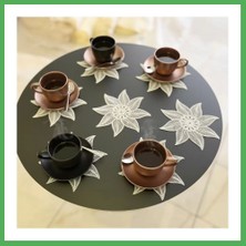 Astraltech 6 Lı Dantel Kahve Sunumluğu 15X15 cm Asorti Desenli Bardak Altlığı Türk Kahvesi Fincan Sunum Seti Bezoss