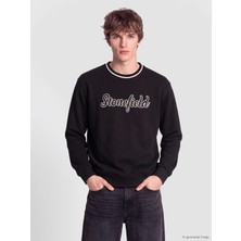 Lc Waikiki Yeni Sezon Siyah Nakışlı Erkek Kalın Sweatshirt