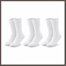 Nexora Living Unisex Beyaz Soket Çorap 3'lü Set %80 Pamuk Dikişsiz Burun Takviyeli Esnek Günlük Spor Çorabı Konfor Nxrlvng