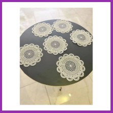 Salmore 6 Lı Dantel Kahve Sunumluğu 15X15 cm Asorti Desenli Çeyizlik Sunumluk Bty