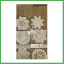 Astraltech 6 Lı Dantel Kahve Sunumluğu 15X15 cm Asorti Desenli Şık Bardak Altlığı Bezoss
