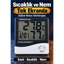 Mucit Home  Dijital Sıcaklık Nem Ölçer Masa Saati ve Isı Termometre