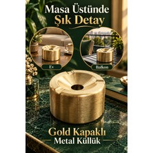 Mucit Home Gold Kapaklı Kokusuz Paslanmaz Metal Küllük – Modern ve Şık Tasarım