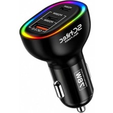 3 Portlu Araç Şarj Aleti ve 6A 120W Hızlı Usb-C Data Şarj Kablosu