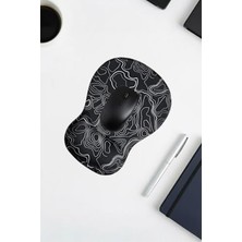 Ergonomik Bilek Destekli Mouse Pad, Siyah, Kaymaz Taban