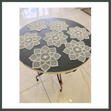 Bezos 6 Lı Dantel Kahve Sunumluğu 15X15 cm Asorti Desenli Zarif Sunum Aksesuarı Nhr