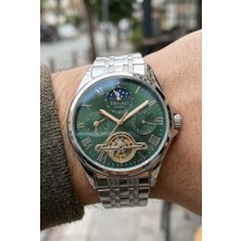 Ferrucci Lüks Erkek Otomatik Kol Saati | 42 mm Çelik Kordon, Yeşil Kadran