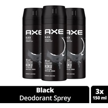 Marsilyan 3 Adet Axe Erkek Deodorant & Bodyspray Black 48 Saat Etkileyici Koku Vücut Spreyi 150 ml