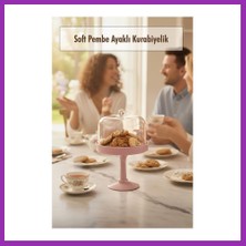 Salmore Soft Pembe Akrilik Ayaklı Kurabiyelik & Kapaklı Sunum Standı - 2 Parça Bty
