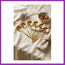 Salmore 6'lı Lüks Gold Paslanmaz Çelik Yemek Kaşığı Seti (21 Cm) Bty