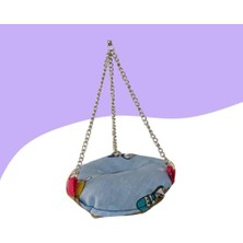 Muhabbet Kuşu Hamak Salıncak 10CM Mavi Desenli