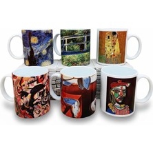 Harikapoli Dali,Van Gogh,Picasso,Kandinsky,Gustav Klimt,Monet Tasarımlı 6'lı Kupa Bardak Mug Seti