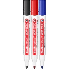 Scrikss Office Wm 850 Whiteboard Beyaz Tahta Kalemi 3'lü Blister Siyah, Mavi, Kırmızı