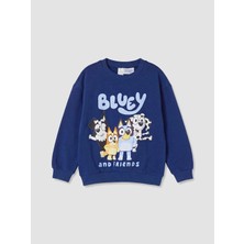 Lc Waikiki Yeni Sezon Lacivert Bluey Baskılı Erkek Çocuk Kalın Sweatshirt