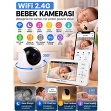 Azurtech Wifi 2.4g Bebek Kamerası 355° Dönebilen Gece Görüşlü Çift Yönlü Sesli Bebek Telsizi
