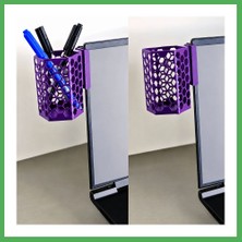 Astraltech 3D Baskı Monitor Kalemlik - Petek Desenli Laptop Kenar Altıgen Kalemlik-Mor Bezoss