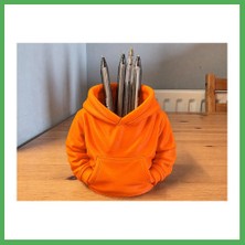 Astraltech 3D Baskı Kapüşonlu Sweatshirt Kalemlik - Masaüstü Organizer-Turuncu Bezoss
