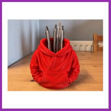 Salmore 3D Baskı Kapüşonlu Sweatshirt Kalemlik - Masaüstü Organizer-Kırmızı Bty