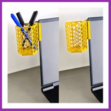 Salmore 3D Baskı Monitor Kalemlik - Petek Desenli Laptop Kenar Altıgen Kalemlik-Sarı Bty