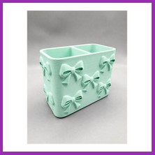 Salmore 3D Baskı Fiyonk Desenli Bölmeli Kalemlik - Masaüstü Organizer - Mint Bty