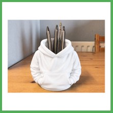 Astraltech 3D Baskı Kapüşonlu Sweatshirt Kalemlik - Masaüstü Organizer-Beyaz Bezoss