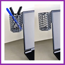 Salmore 3D Baskı Monitor Kalemlik - Petek Desenli Laptop Kenar Altıgen Kalemlik-Gri Bty