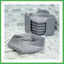 Astraltech 3D Baskı Super Fidget Coaster Seti - Altıgen Desenli Bardak Altlığı ve Tutucu-Gri Bezoss