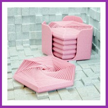 Salmore 3D Baskı Super Fidget Coaster Seti - Altıgen Desenli Bardak Altlığı ve Tutucu-Pembe Bty
