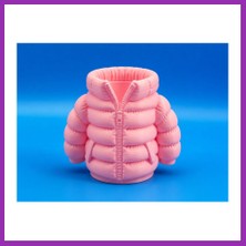Salmore 3D Baskı Şişme Mont Kalemlik - Masaüstü Organizer-Pembe Bty