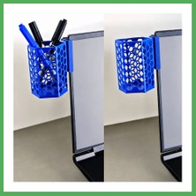 Astraltech 3D Baskı Monitor Kalemlik - Petek Desenli Laptop Kenar Altıgen Kalemlik-Mavi Bezoss