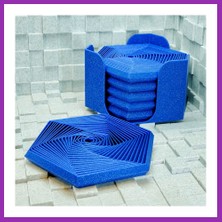 Salmore 3D Baskı Super Fidget Coaster Seti - Altıgen Desenli Bardak Altlığı ve Tutucu-Mavi Bty