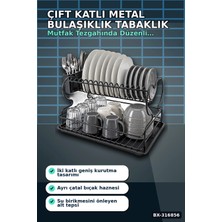 Eco Lounge Çift Katlı Bulaşıklık Metal Lux Tabaklık, Mutfak Tezgah Üstü Düzenleyici BX-316856