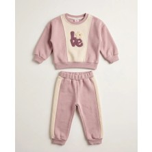 Salıncak 6-24 Ay Kız Bebek Kışlık 2’li Eşofman Takımı – 3 Ip Şardonlu Nakışlı Sweatshirt ve Pantolon Yenidoğan Bebek Takım