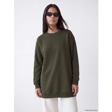 Lc Waikiki Yeni Sezon Haki Bisiklet Yaka Kadın Sweatshirt Tunik