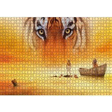 Tr Cakatablo Pi'nin Yaşamı Kaplan Sandal ve Çocuk 1000 Parça Puzzle Yapboz Mdf Ahşap