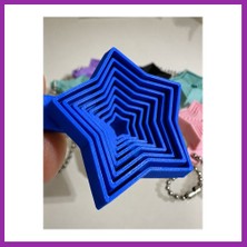Bezos 3D Baskı Yıldız Fidget Anahtarlık - Hareketli Stres Oyuncağı ve Çanta Aksesuarı-Mavi BEZ10