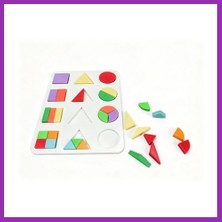 Salmore 3D Baskı Geometrik Şekiller ve Kesirler Eğitim Seti - Renkli Şekil Eşleştirme Puzzle, Montessori Öğretim Materyali Bty