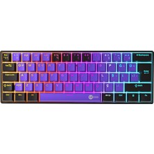Tr GK601 Pro Üç Modlu 62 Tuşlu Blue Switch Hot Swap Mekanik Oyuncu Klavyesi Mor Siyah