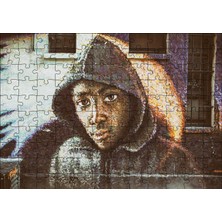 Tr Cakatablo Kapşonlu Siyahi Çocuk Duvar Boyama 120 Parça Puzzle Yapboz Mdf Ahşap