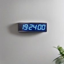 Tr Saniyeli Dijital LED Duvar ve Masa Saat ve Derece - Turkuaz (Kasa Ölçüsü: 12X35 Cm)