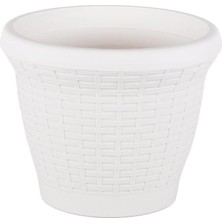 Tr HS03 Hasır Saksı Tabaklı 30,5cm, 10 Litre Beyaz