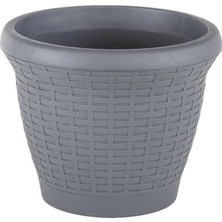 Tr HS04 Hasır Saksı Tabaklı 35,5cm, 15 Litre Antrasit