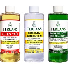 Tr Yağlı Boya Seti Yardımcı Malzemeler 3X250ML Boya Fırça Temizleyici - Kokusuz Terebentin - K